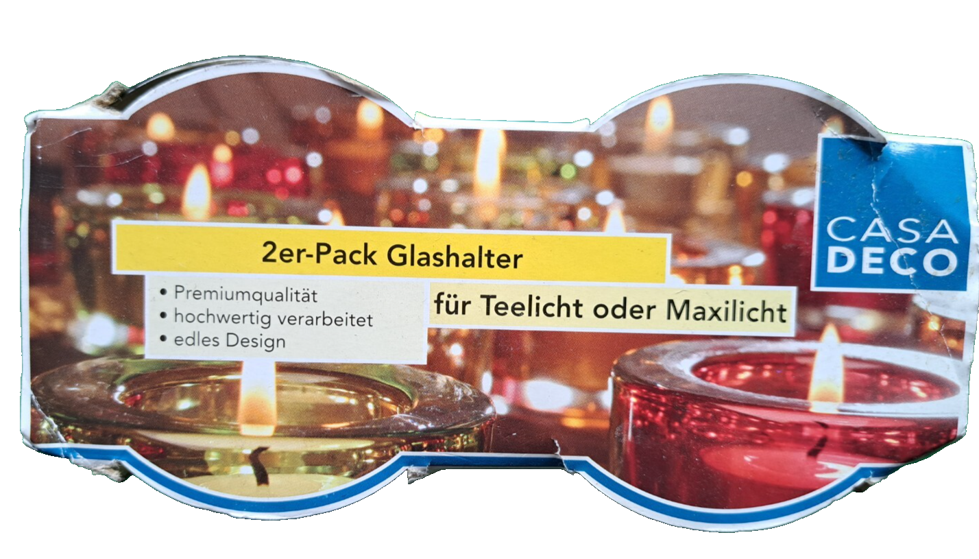Casa Deco 2er-Pack Glashalter für Teelicht oder Maxilicht